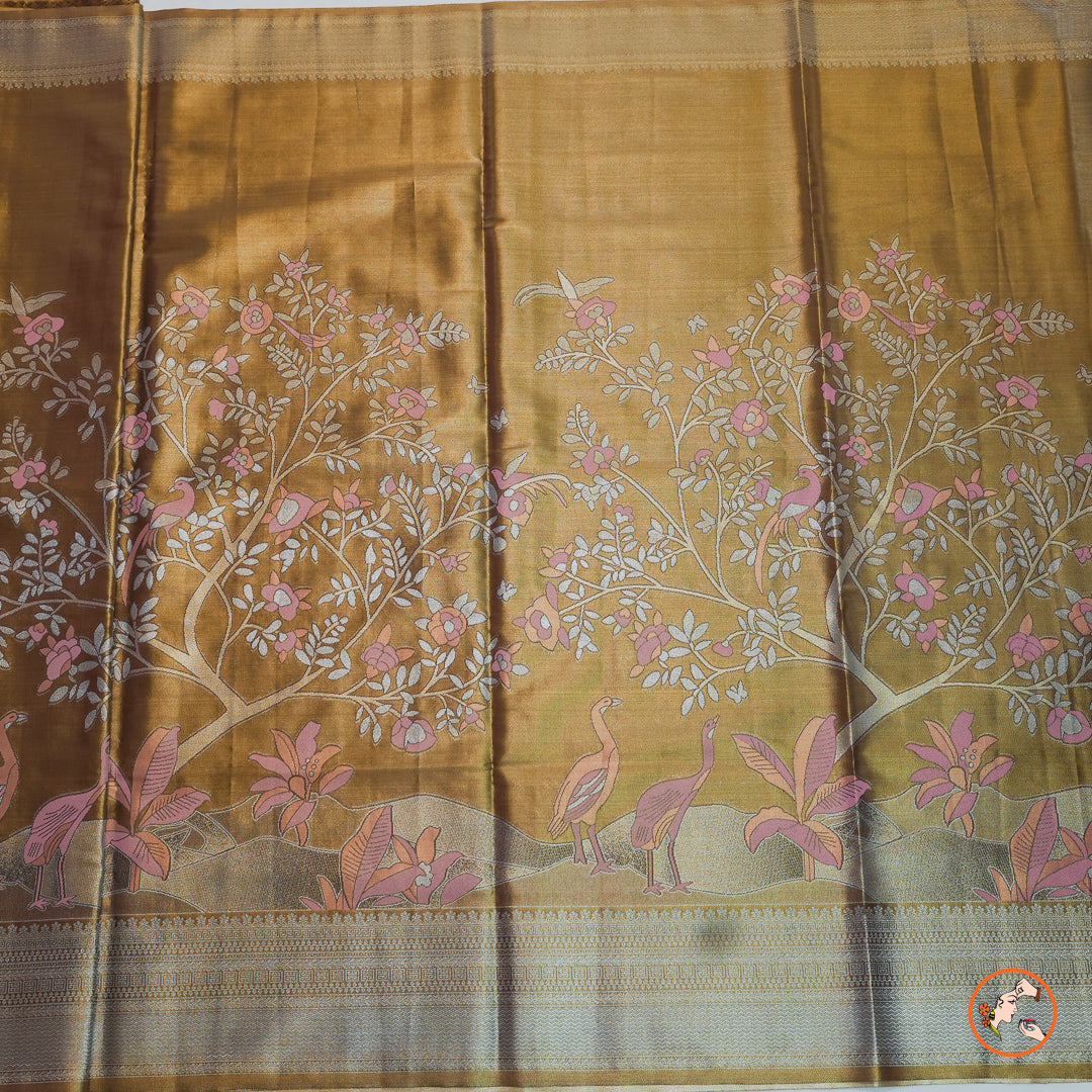 Honey Brown Kanchipuram Silk Saree