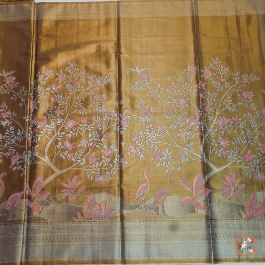 Honey Brown Kanchipuram Silk Saree