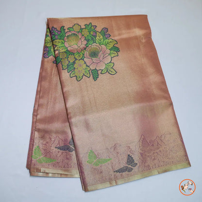 Brown with pink Shade Kanchipuram Silk Saree Vivahasilks