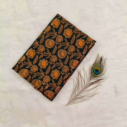 Dark green orange Kanchipuram Silk Saree