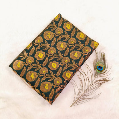 Dark green Yellow Kanchipuram Silk Saree Vivahasilks