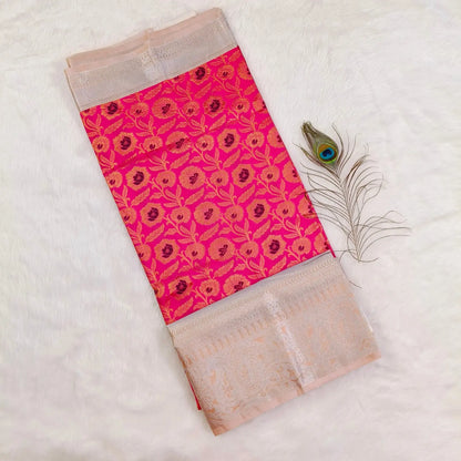 Pink Border Kanchipuram Silk Saree Vivahasilks