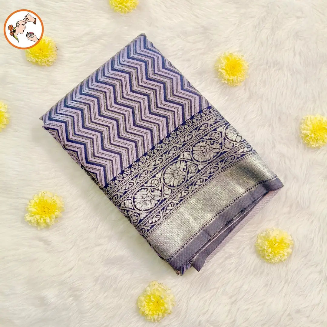 Lavender Zig zag Pattern Semi Silk Saree Vivahasilks