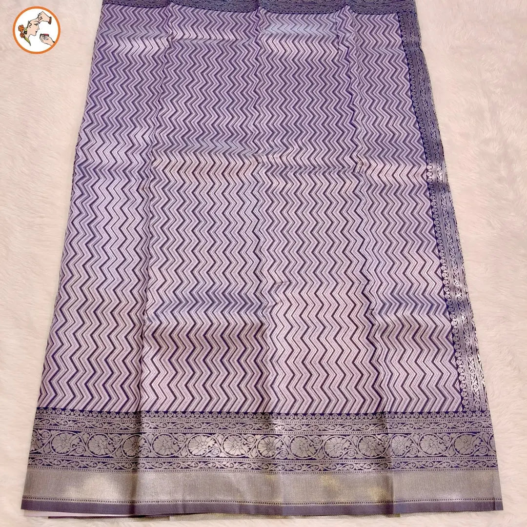 Lavender Zig zag Pattern Semi Silk Saree - Vivahasilks