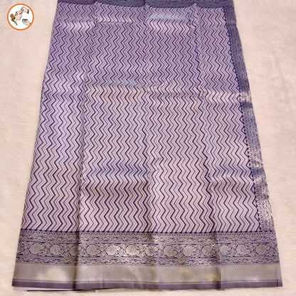 Lavender Zig zag Pattern Semi Silk Saree - Vivahasilks