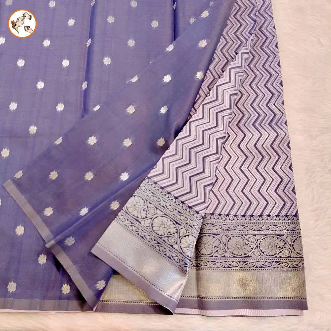 Lavender Zig zag Pattern Semi Silk Saree - Vivahasilks