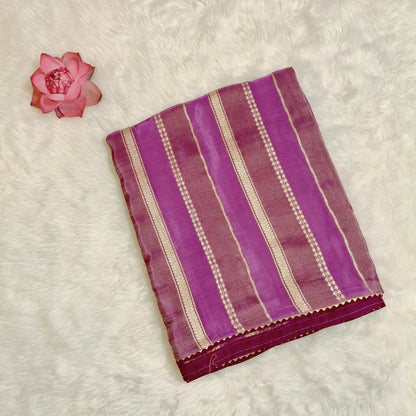 Lavender satin tissue fancy saree Vivahasilks