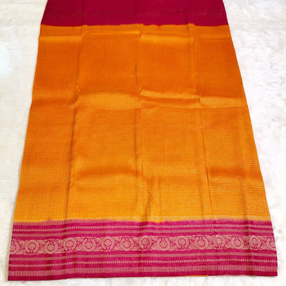 Mango yellow with pink Georgette saree Vivahasilks