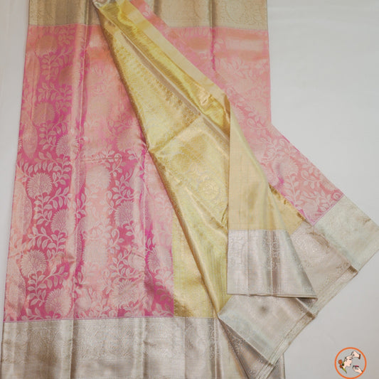 Pink with Yellow Pure Kanchi Silk