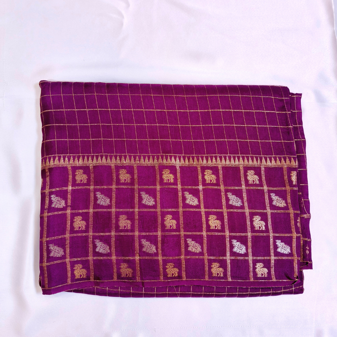 Purple Viscose Silk Saree