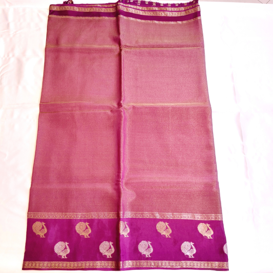 Purple peacock border Viscose Silk Saree