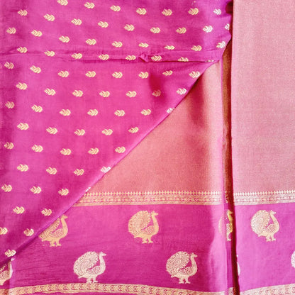 Purple peacock border Viscose Silk Saree Vivahasilks