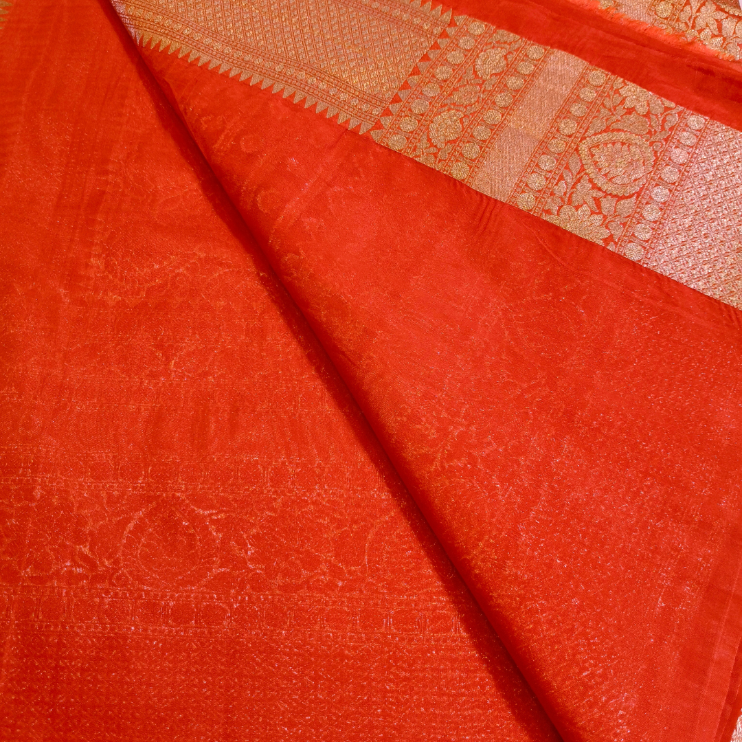 Royal Red checks Premium Banarasi Georgette Saree