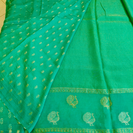 Sea green Viscose Silk Saree