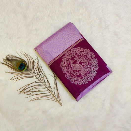 Lavender with Purple SemiSilk Saree