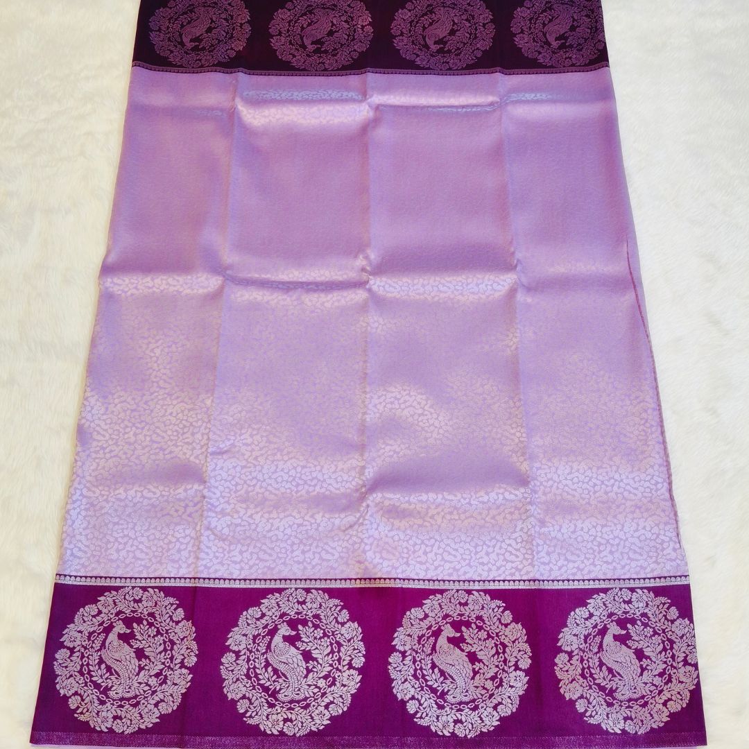 Lavender with Purple SemiSilk Saree