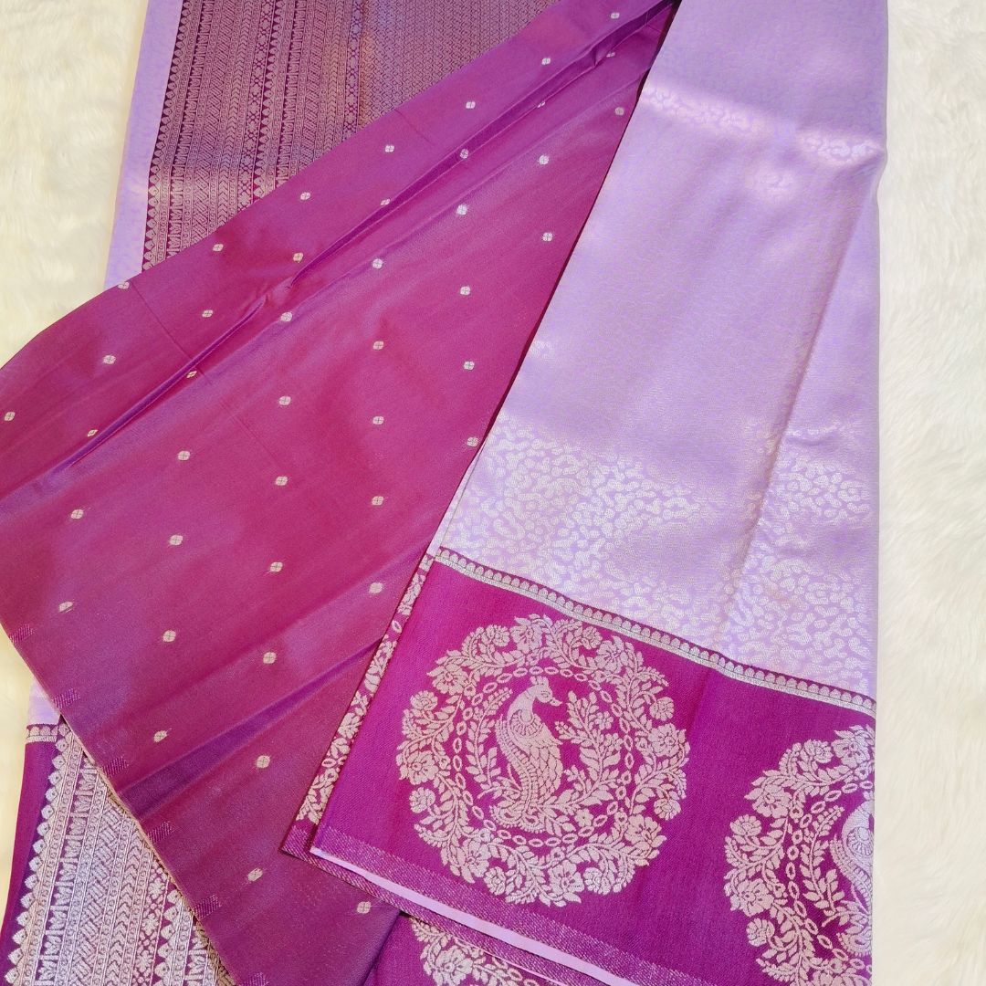 Lavender with Purple SemiSilk Saree