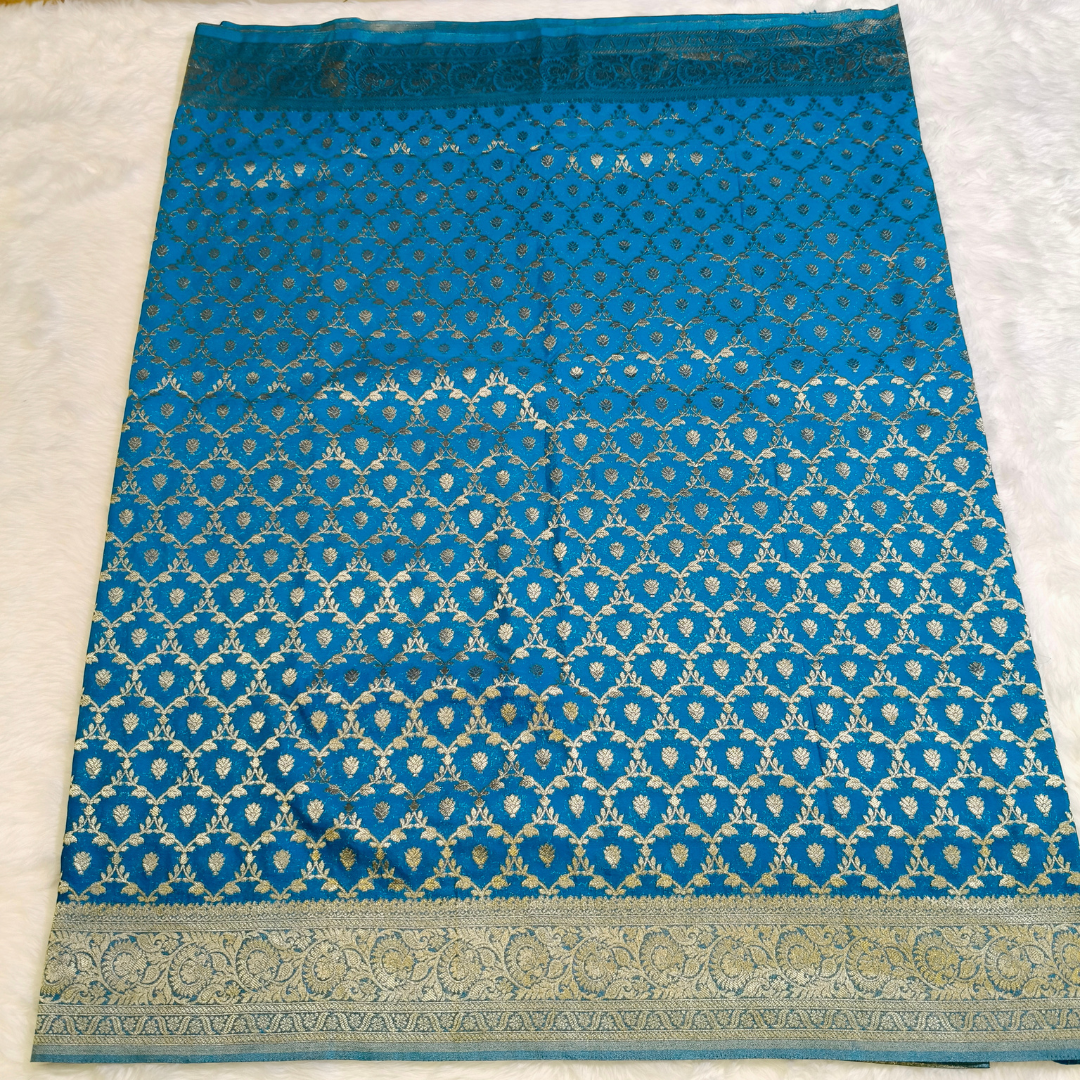 Sky blue rich Jari work  Banarasi Georgette Saree