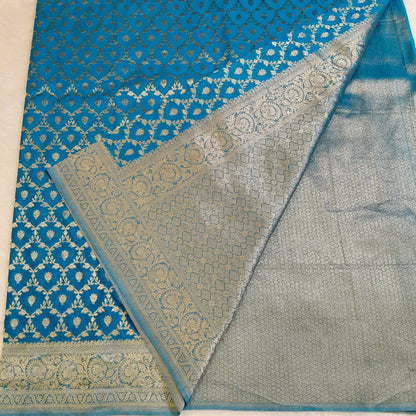 Sky blue rich Jari work  Banarasi Georgette Saree Vivahasilks