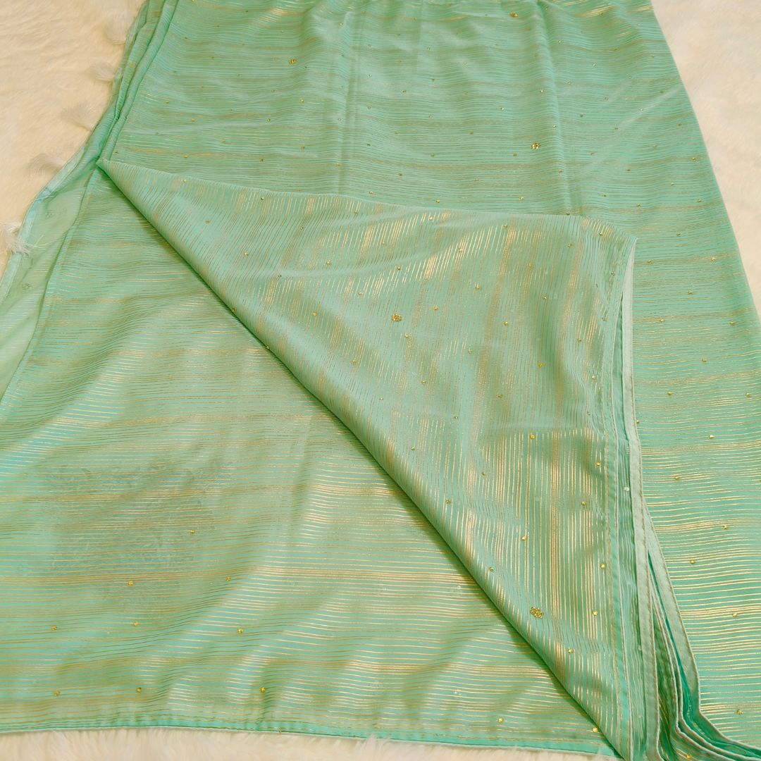 Pista Green Elegant Stone work Party Wear Saree