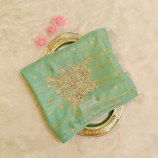 Pista Green Elegant Stone work Party Wear Saree