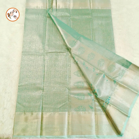 Turquoise Blue High Tissue Kanchipuram Mix Silk Saree Vivahasilks