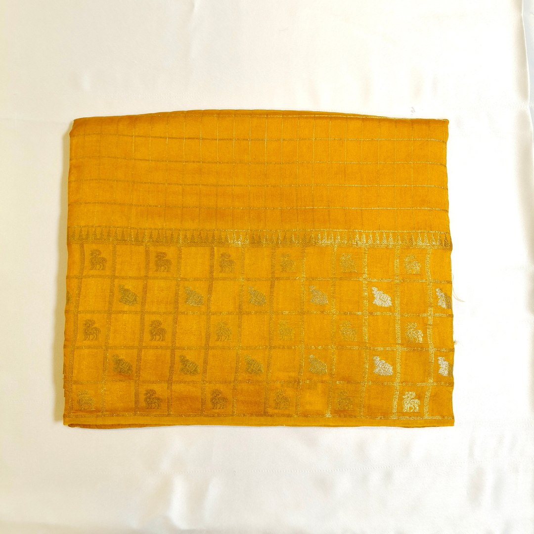 Yellow Viscose Silk Saree