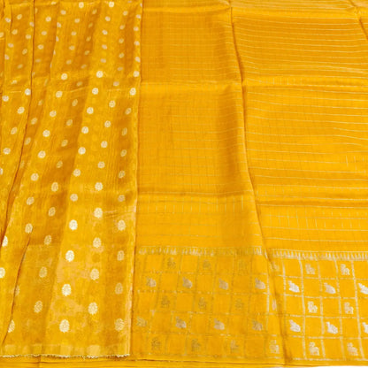 Yellow Viscose Silk Saree Vivahasilks