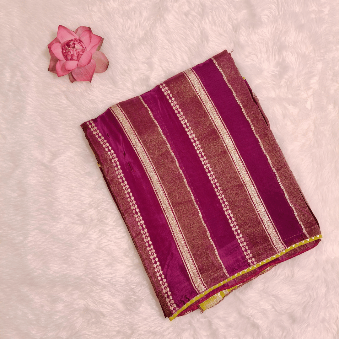 Purple Satin Tissue Fancy Saree