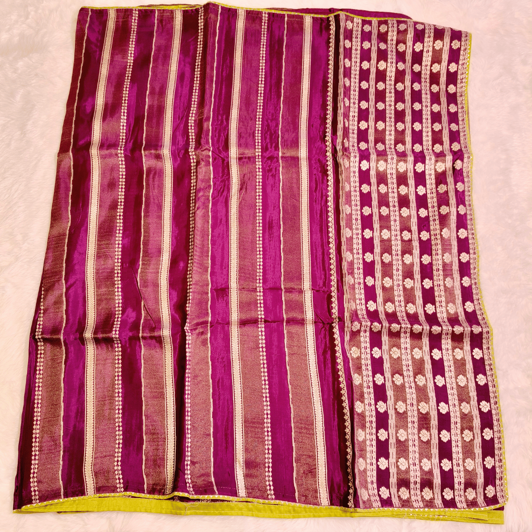 Purple Satin Tissue Fancy Saree