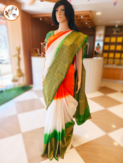 Tricolour National Flag Chanderi Silk Saree