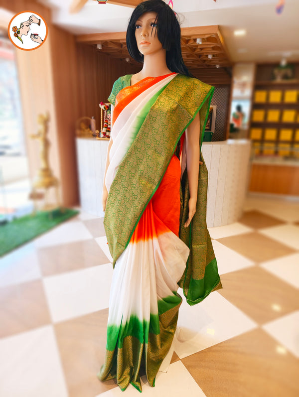 Tricolour National Flag Chanderi Silk Saree