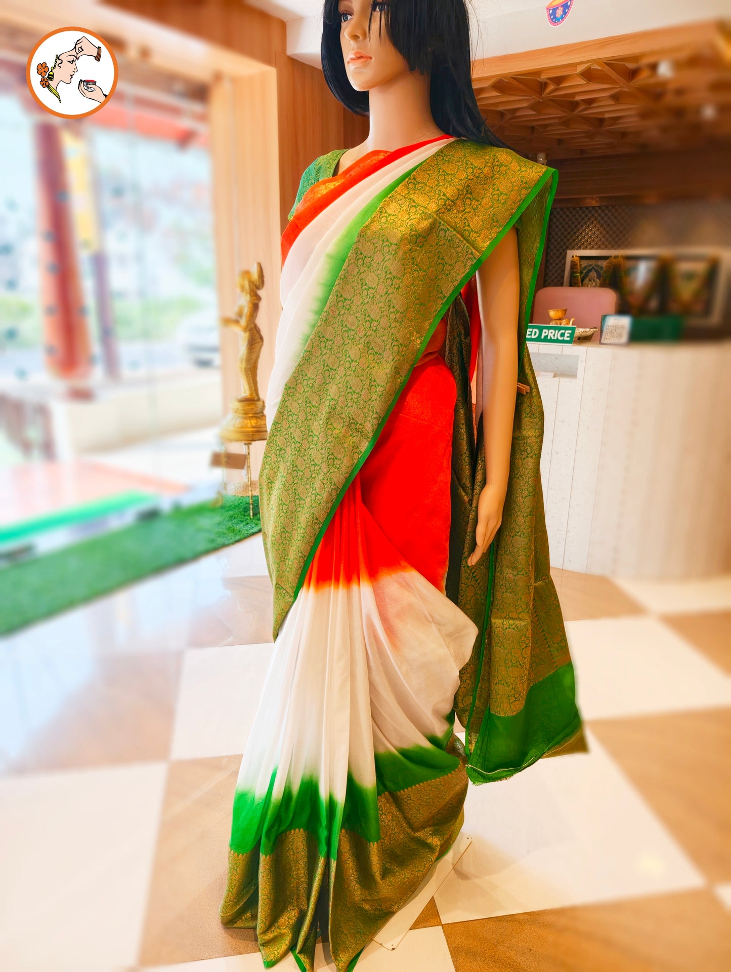 Tricolour National Flag Chanderi Silk Saree
